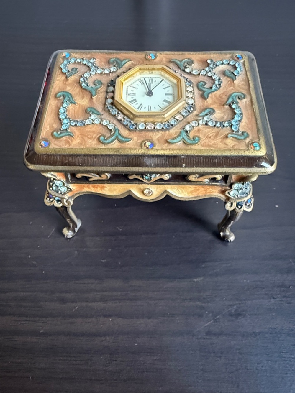 Jay Strongwater Alessandro Tuileries Tabletop Clock Trinket Box